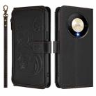 For Honor X9b 5G / Magic6 Lite Butterfly Love Flower Multi-card Zipper Wallet Leather Phone Case(Black) - 2