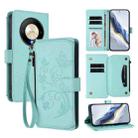 For Honor X9b 5G / Magic6 Lite Butterfly Love Flower Multi-card Zipper Wallet Leather Phone Case(Mint Green) - 1