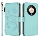 For Honor X9b 5G / Magic6 Lite Butterfly Love Flower Multi-card Zipper Wallet Leather Phone Case(Mint Green) - 2