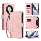 For Honor X9b 5G / Magic6 Lite Butterfly Love Flower Multi-card Zipper Wallet Leather Phone Case(Pink) - 1