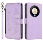 For Honor X9b 5G / Magic6 Lite Butterfly Love Flower Multi-card Zipper Wallet Leather Phone Case(Light Purple) - 2
