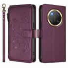 For Honor X9c 5G / Magic7 Lite Butterfly Love Flower Multi-card Zipper Wallet Leather Phone Case(Dark Purple) - 2