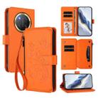 For Honor X9c 5G / Magic7 Lite Butterfly Love Flower Multi-card Zipper Wallet Leather Phone Case(Orange) - 1