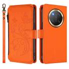 For Honor X9c 5G / Magic7 Lite Butterfly Love Flower Multi-card Zipper Wallet Leather Phone Case(Orange) - 2