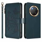 For Honor X9c 5G / Magic7 Lite Butterfly Love Flower Multi-card Zipper Wallet Leather Phone Case(Dark Green) - 2