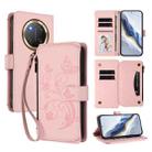 For Honor X9c 5G / Magic7 Lite Butterfly Love Flower Multi-card Zipper Wallet Leather Phone Case(Pink) - 1