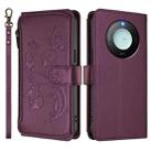 For Honor X9c Smart 5G / X60 Butterfly Love Flower Multi-card Zipper Wallet Leather Phone Case(Dark Purple) - 2