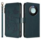 For Honor X9c Smart 5G / X60 Butterfly Love Flower Multi-card Zipper Wallet Leather Phone Case(Dark Green) - 2