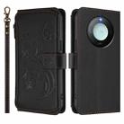 For Honor X9c Smart 5G / X60 Butterfly Love Flower Multi-card Zipper Wallet Leather Phone Case(Black) - 2