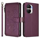 For Honor X40i 5G Butterfly Love Flower Multi-card Zipper Wallet Leather Phone Case(Dark Purple) - 2