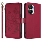For Honor X40i 5G Butterfly Love Flower Multi-card Zipper Wallet Leather Phone Case(Wine Red) - 2