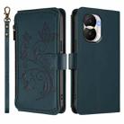 For Honor X40i 5G Butterfly Love Flower Multi-card Zipper Wallet Leather Phone Case(Dark Green) - 2