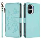 For Honor X40i 5G Butterfly Love Flower Multi-card Zipper Wallet Leather Phone Case(Mint Green) - 2
