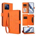 For Honor X60 GT 5G Butterfly Love Flower Multi-card Zipper Wallet Leather Phone Case(Orange) - 1