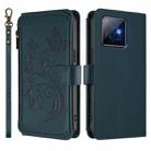 For Honor X60 GT 5G Butterfly Love Flower Multi-card Zipper Wallet Leather Phone Case(Dark Green) - 2