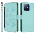 For Honor X60 GT 5G Butterfly Love Flower Multi-card Zipper Wallet Leather Phone Case(Mint Green) - 2