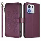 For Honor X70i 5G Butterfly Love Flower Multi-card Zipper Wallet Leather Phone Case(Dark Purple) - 2