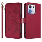 For Honor X70i 5G Butterfly Love Flower Multi-card Zipper Wallet Leather Phone Case(Wine Red) - 2