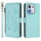 For Honor X70i 5G Butterfly Love Flower Multi-card Zipper Wallet Leather Phone Case(Mint Green) - 2