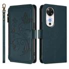 For Honor Play 60 5G Butterfly Love Flower Multi-card Zipper Wallet Leather Phone Case(Dark Green) - 2
