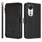 For Honor Play 60 5G Butterfly Love Flower Multi-card Zipper Wallet Leather Phone Case(Black) - 2