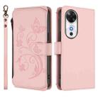 For Honor Play 60 5G Butterfly Love Flower Multi-card Zipper Wallet Leather Phone Case(Pink) - 2