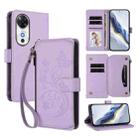 For Honor Play 60 5G Butterfly Love Flower Multi-card Zipper Wallet Leather Phone Case(Light Purple) - 1