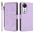 For Honor Play 60 5G Butterfly Love Flower Multi-card Zipper Wallet Leather Phone Case(Light Purple) - 2