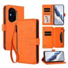 For Honor 300 Pro / 300 Ultra Butterfly Love Flower Multi-card Zipper Wallet Leather Phone Case(Orange) - 1