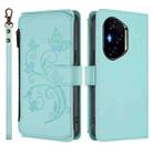 For Honor 300 Pro / 300 Ultra Butterfly Love Flower Multi-card Zipper Wallet Leather Phone Case(Mint Green) - 2