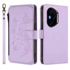 For Honor 300 Pro / 300 Ultra Butterfly Love Flower Multi-card Zipper Wallet Leather Phone Case(Light Purple) - 2
