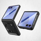 For Samsung Galaxy Z Flip7 5G Integrated Invisible Bracket CD Texture Magnetic Litchi Skin Pasting Phone Case(Black) - 1