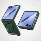 For Samsung Galaxy Z Flip7 5G Integrated Invisible Bracket CD Texture Magnetic Litchi Skin Pasting Phone Case(Green) - 1
