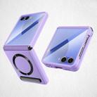 For Samsung Galaxy Z Flip7 5G Integrated Invisible Bracket CD Texture Magnetic Litchi Skin Pasting Phone Case(Purple) - 1