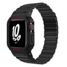 For Apple Watch Series 10 46mm xDfind Magnetic Silicone Watch Band with Integrated Watch Cover(Black) - 1