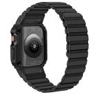 For Apple Watch Series 10 46mm xDfind Magnetic Silicone Watch Band with Integrated Watch Cover(Black) - 2