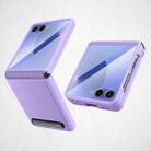 For Samsung Galaxy Z Flip7 5G Integrated Invisible Bracket Litchi Skin Pasting Phone Case(Purple) - 1