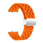 For Samsung Galaxy Fit 3 xDfind Mesh Magnetic Silver Buckle Silicone Watch Strap(Orange) - 3