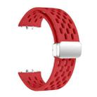 For Samsung Galaxy Fit 3 xDfind Mesh Magnetic Silver Buckle Silicone Watch Strap(Red) - 3
