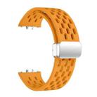 For Samsung Galaxy Fit 3 xDfind Mesh Magnetic Silver Buckle Silicone Watch Strap(Yellow) - 3