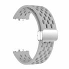 For Samsung Galaxy Fit 3 xDfind Mesh Magnetic Silver Buckle Silicone Watch Strap(Grey) - 3
