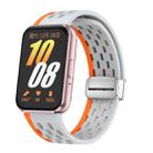 For Samsung Galaxy Fit 3 xDfind Mesh Magnetic Silver Buckle Silicone Watch Strap(Wild Path Gray Orange) - 1
