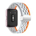 For Samsung Galaxy Fit 3 xDfind Mesh Magnetic Silver Buckle Silicone Watch Strap(Wild Path Gray Orange) - 2