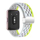 For Samsung Galaxy Fit 3 xDfind Mesh Magnetic Silver Buckle Silicone Watch Strap(Wild Path Grey Green) - 2