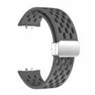 For Samsung Galaxy Fit 3 xDfind Mesh Magnetic Silver Buckle Silicone Watch Strap(Dark Gray) - 3
