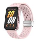 For Samsung Galaxy Fit 3 xDfind Mesh Magnetic Silver Buckle Silicone Watch Strap(Pink) - 1
