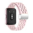 For Samsung Galaxy Fit 3 xDfind Mesh Magnetic Silver Buckle Silicone Watch Strap(Pink) - 2