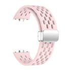 For Samsung Galaxy Fit 3 xDfind Mesh Magnetic Silver Buckle Silicone Watch Strap(Pink) - 3