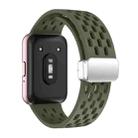 For Samsung Galaxy Fit 3 xDfind Mesh Magnetic Silver Buckle Silicone Watch Strap(Army Green) - 2