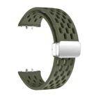 For Samsung Galaxy Fit 3 xDfind Mesh Magnetic Silver Buckle Silicone Watch Strap(Army Green) - 3